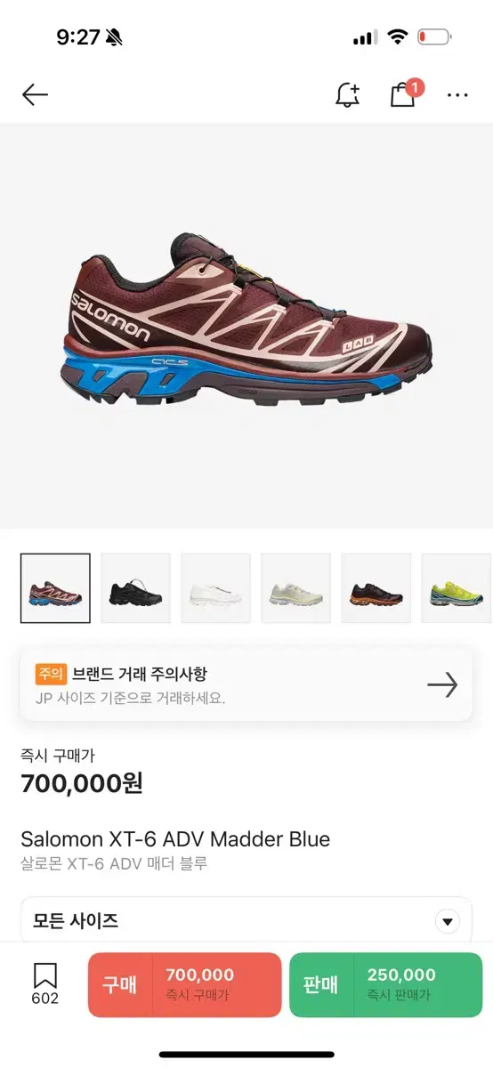 살로몬 xt-6 ADV 매더블루 275